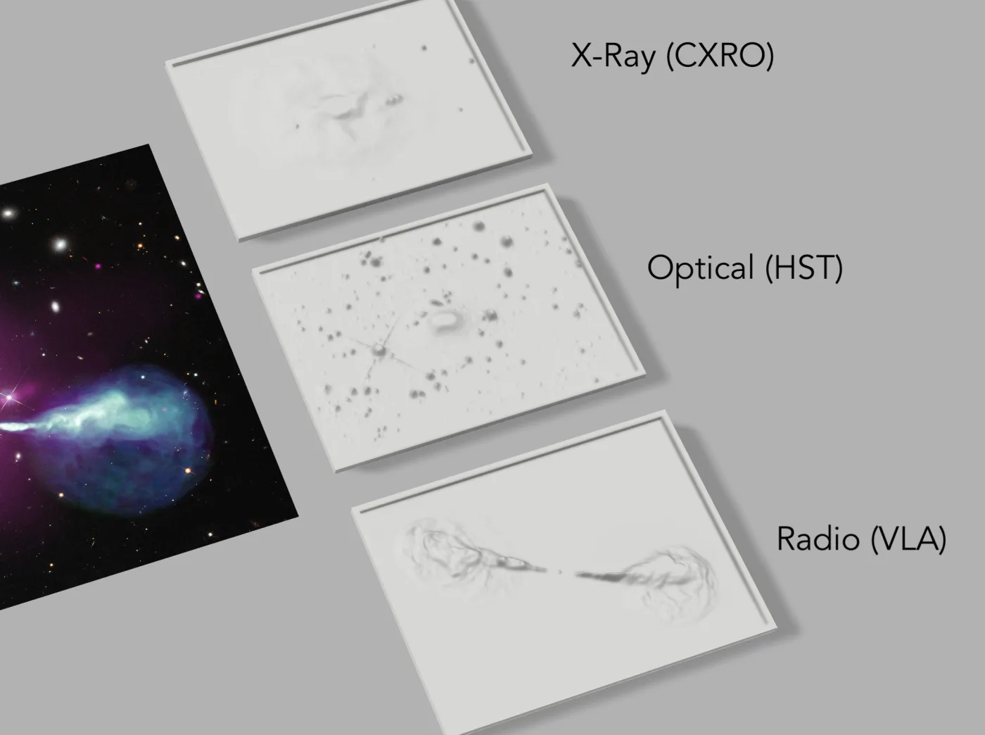 Layered tactile model of the galaxy Hercules A