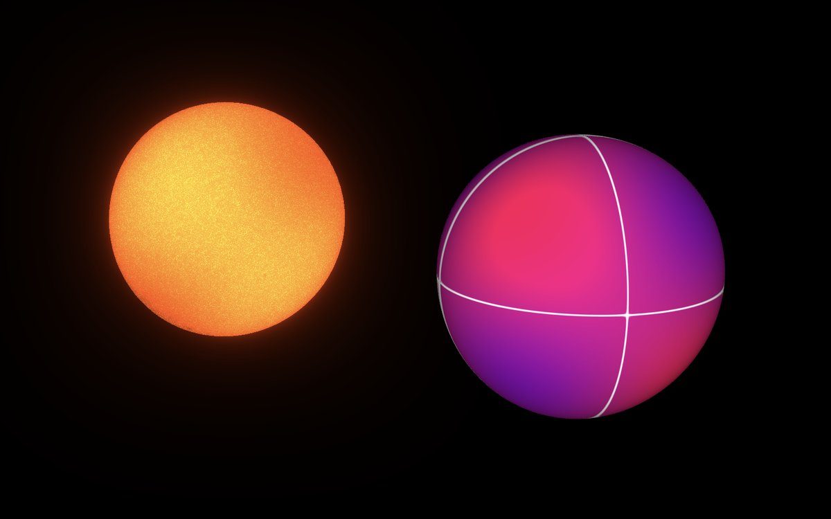 A star and a spherical-harmonic oscillation pattern rendered in the simulator